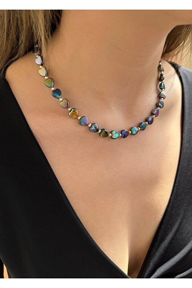 Heart hematite color women's design necklace