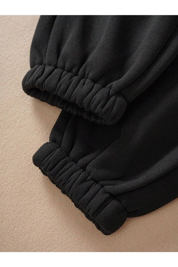2 Li Kışlık Kalın Jogger Eşofman Altı - Lastik Paça Yüksek Bel - 7