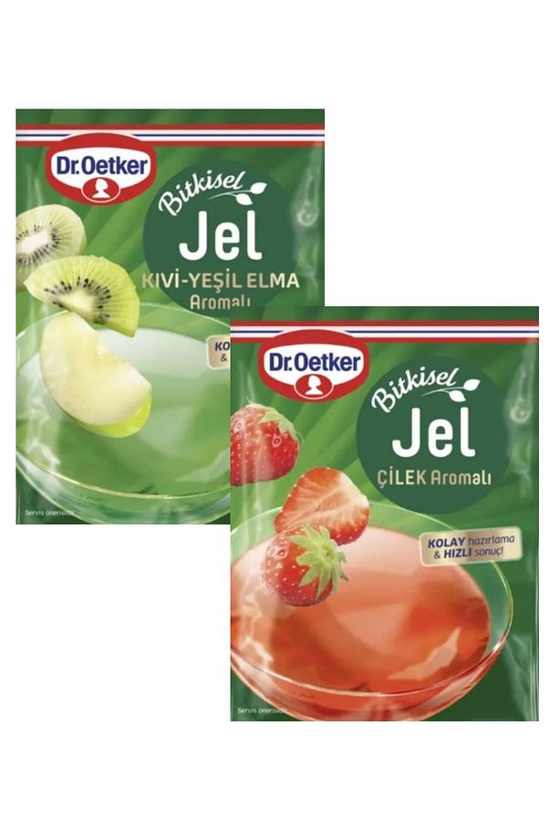 Dr.Oetker Bitkisel Jel Çilek Kivi/Yeşil Elma 2x100 g 2 li Set - 1