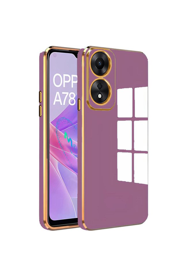 Luxury Silicone Case for Oppo A78 with Lilac Edges Gold Detail
