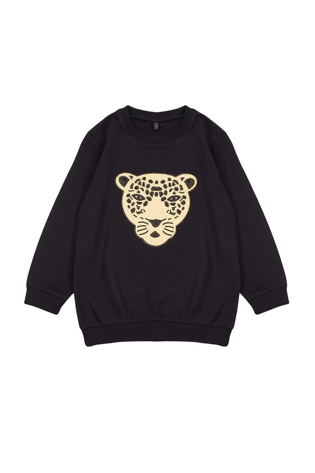 Black Girls' Seasonal-Thin Printed Cotton Knitted Sweatshirt Tkdaw25Sw00013