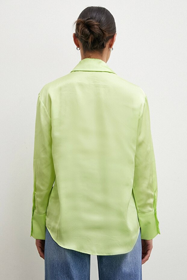 Жовта сатинова сорочка Basic - 4