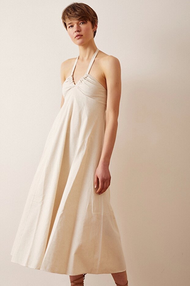 Sırt Dekolteli Askılı Elbise - 5