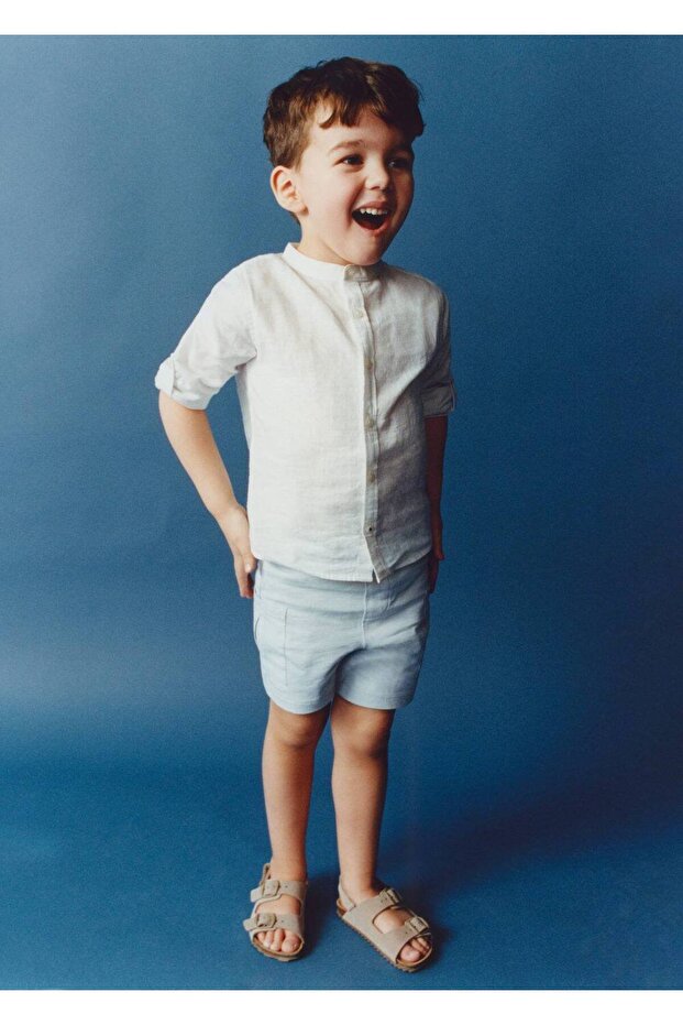 Beli lastikli bermuda şort - 5