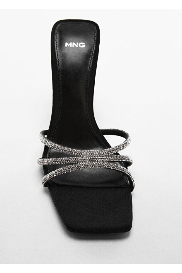 Strass bantlı topuklu ayakkabı - 5