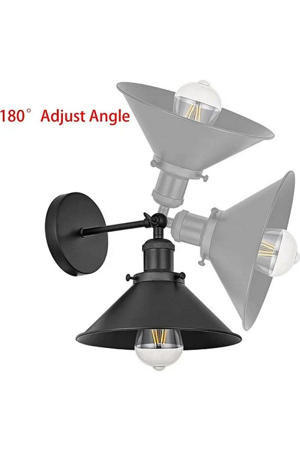 VİNTAGE,RUSTİK SİYAH MAFSALLI 1XE27 BANYO AYNA ÜSTÜ APLİK NOT:1ADET FİYATIDIR ÇAP:23CM - 2