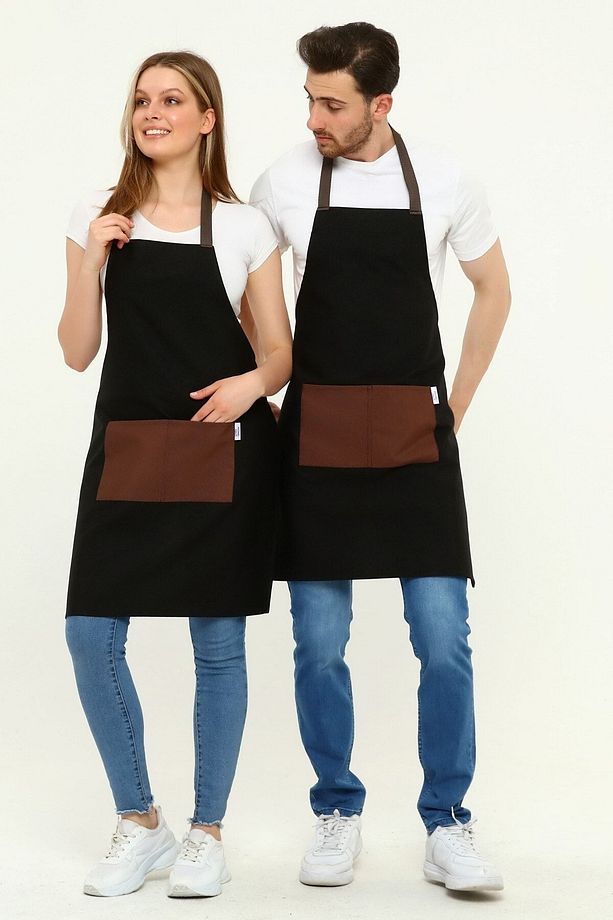 Cafe, Barista, Kuaför, Mutfak, Chef, Ressam Ve Çiçekçi Önlükleri Leke Tutmaz Siyah Önlük - 1