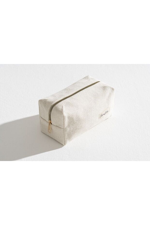 حقيبة مكياج من الكتان - 5