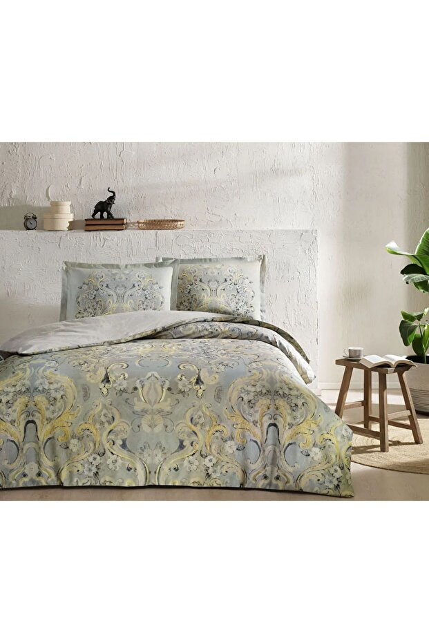 Giselle Cream Double Size Cotton Satin Duvet Cover Set