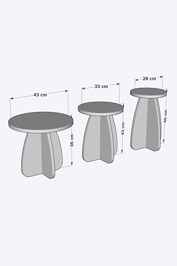 Mantar 3 Lü Zigon Sehpa Bal Meşe - 4