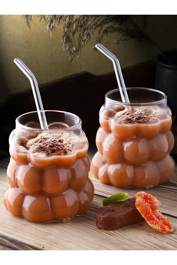 2 Adet Üzüm Model Borosilikat Kokteyl ve Soğuk-Sıcak Kahve Bardağı 350 Ml - 2