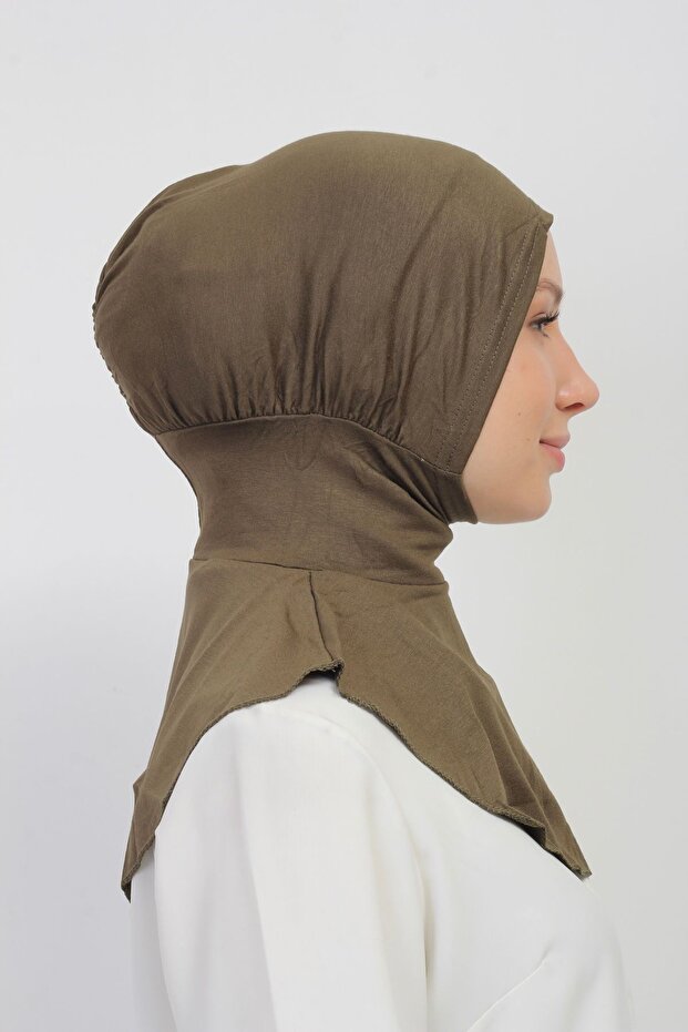 Practical Neck Collared Snap-on Bonnet-khaki