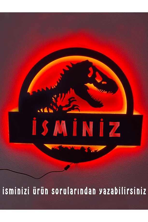 Isimli Jurassic Park Led Işıklı Tablo Gece Lambası Led Tablo - 1