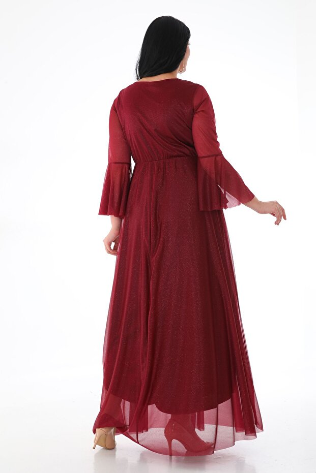 ROCHIE DE SEARA LUNGĂ DE MÂNECĂ LUNGĂ DE TUL TUL CRUȘAT - 4