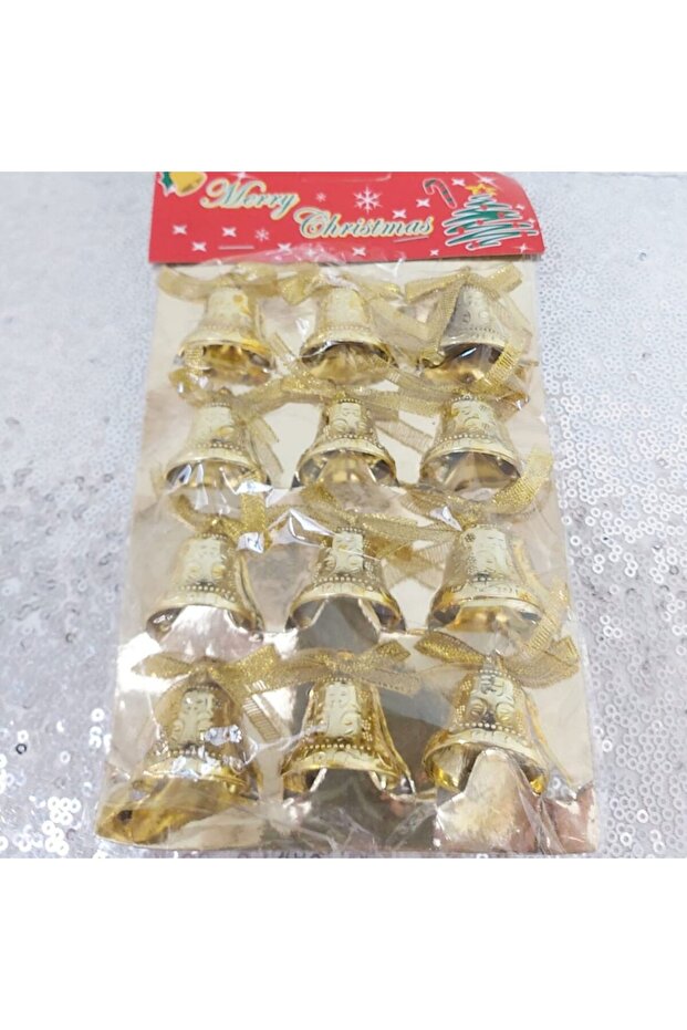 Christmas 12-Piece Bow-Silver Pine Tree Decoration Bell