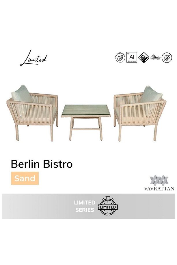 Berlin Bistro Rattan Bahçe Balkon Oturma Takımı Kum - 1