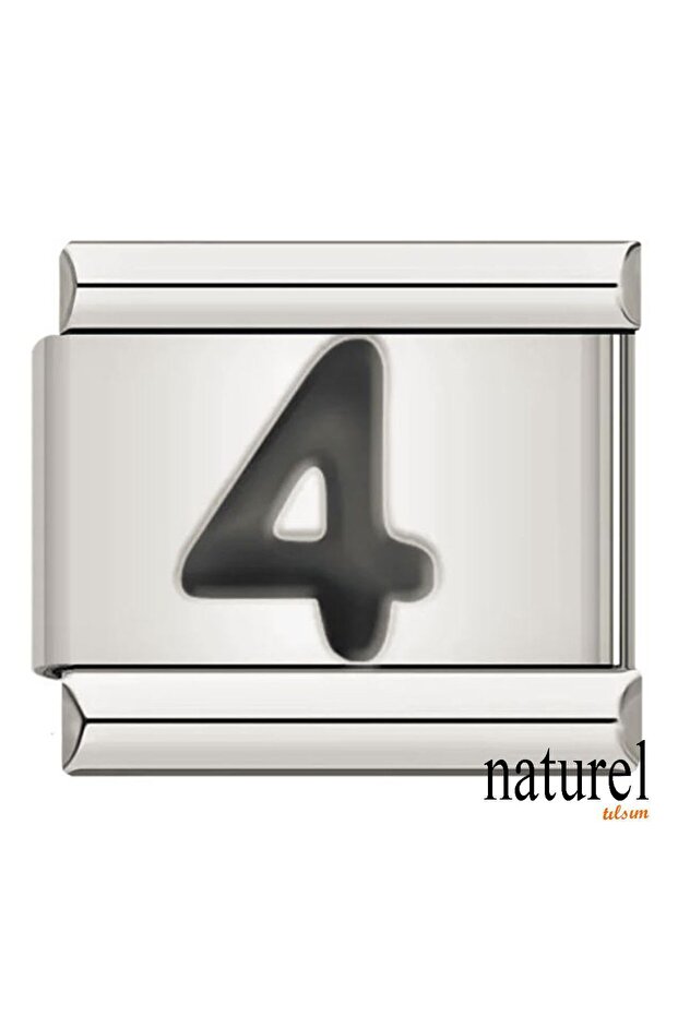 Italian Stainless Steel 9mm "4" Number Charm