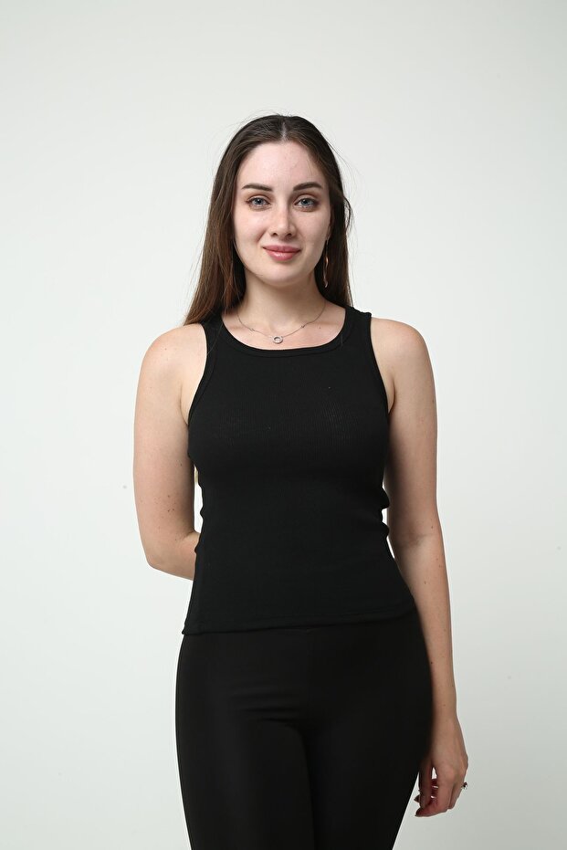 Black Halter Neck Corded Tank Top - Daily Use, Comfortable and Stylish