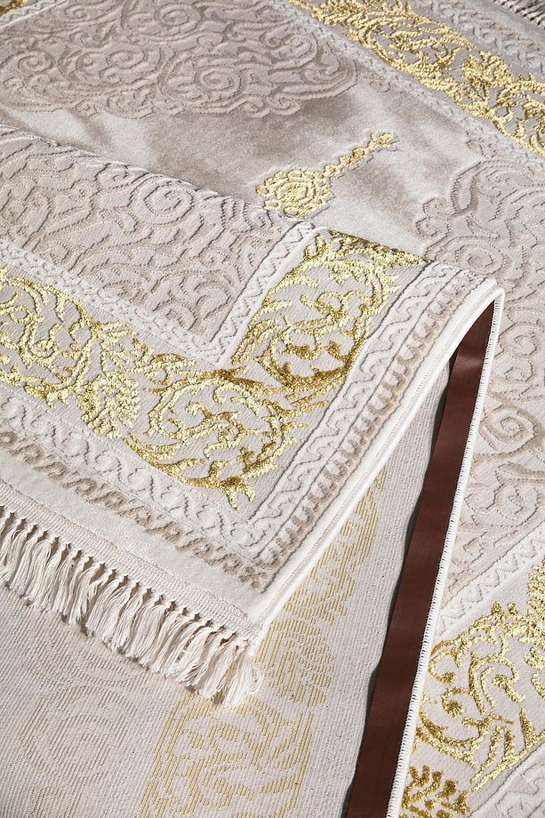 Kervansaray Figürlü Krem Gold Dekoratif Oturma Odası Ve Salon Halısı - 4