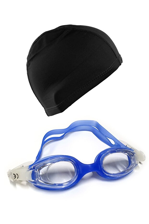 Silicone Children's Swimming Cap and Lycra Swimming Cap Set Pool Set Swimming Set