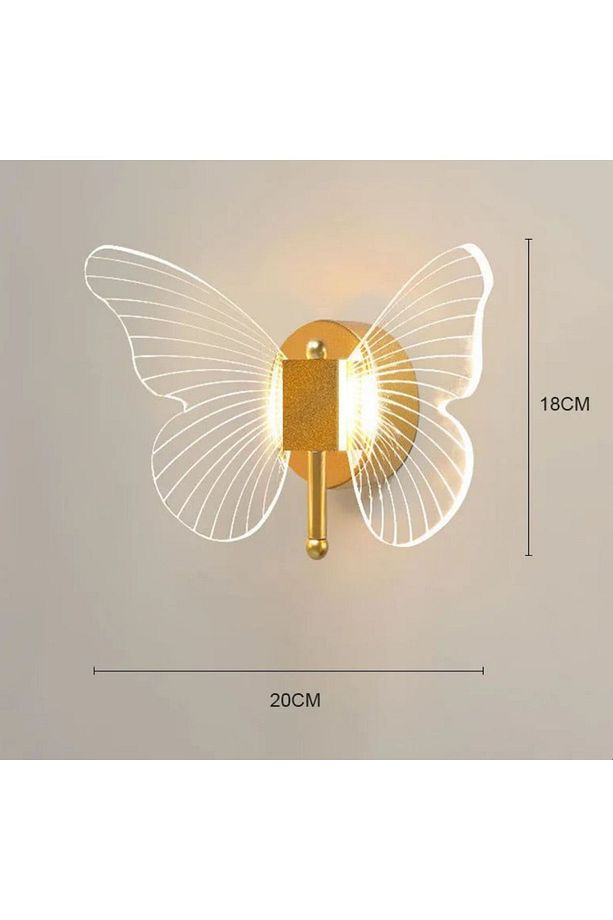 Modern Tasarım Butterfly Aplik Gold Sarı Kelebek Duvar Apliği - 5