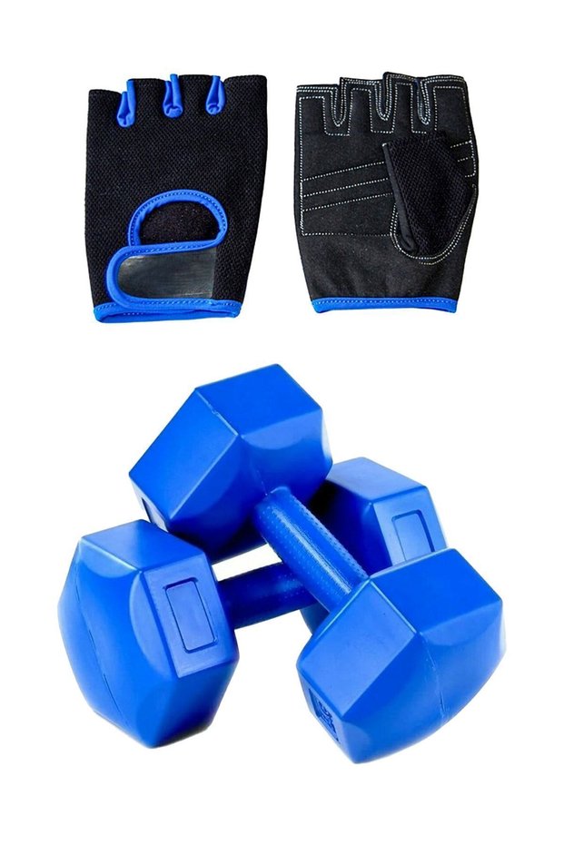 Force Weight Gloves and 5 Kg X 2 Pieces Dumbbell Set Fitness Set Exercise Set