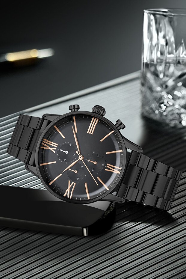 Black Color Men's Wristwatch with Bracelet Gift Bg09