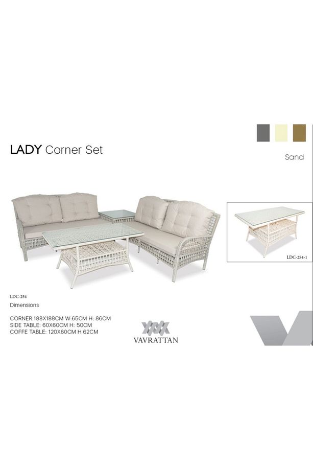 Lady Rattan Köşe Takımı-kum - 1