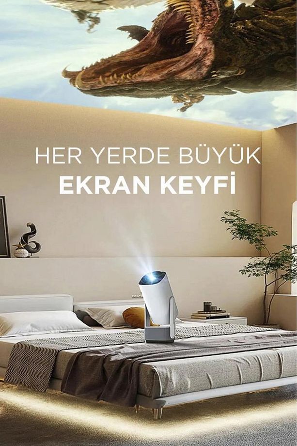 Powerbanklı Taşınabilir Sinema Projektörü 4k Ev Sineması Bluetooth Android 11 Akıllı Projeksiyon - 4