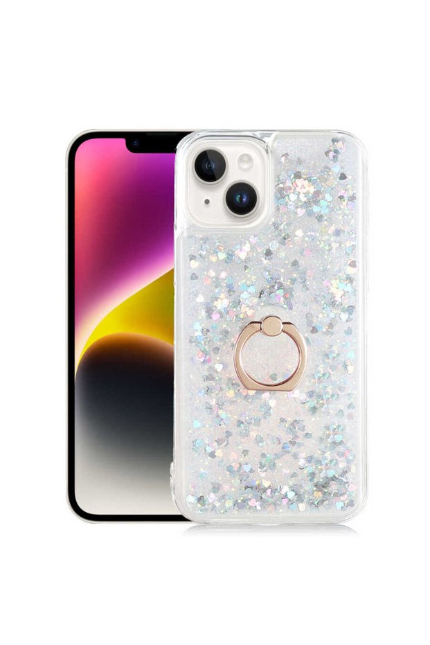 Apple iPhone 14 Compatible Case with Fluid Glitter Liquid Ring Glowing Design
