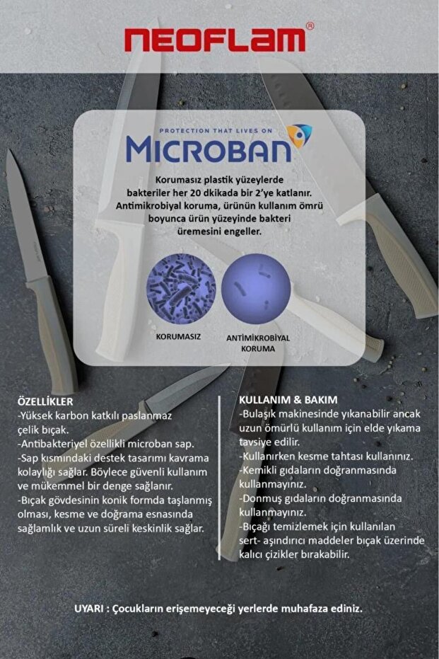 Fika Microban Bej 5 Parça Bıçak Seti - 7