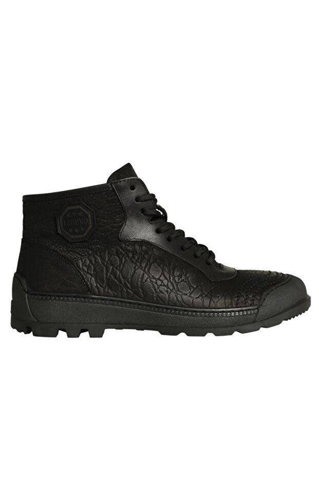 Men's Black Leather Zippered Boots