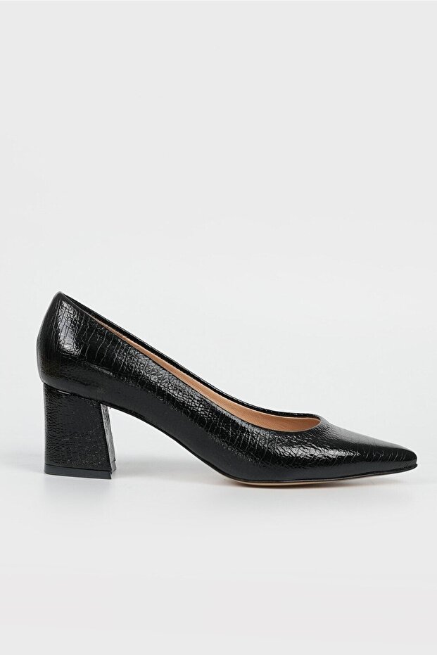 WOMEN'S BLACK GENUINE Patent Leather Heeled SHOES, NUMBER 35-40