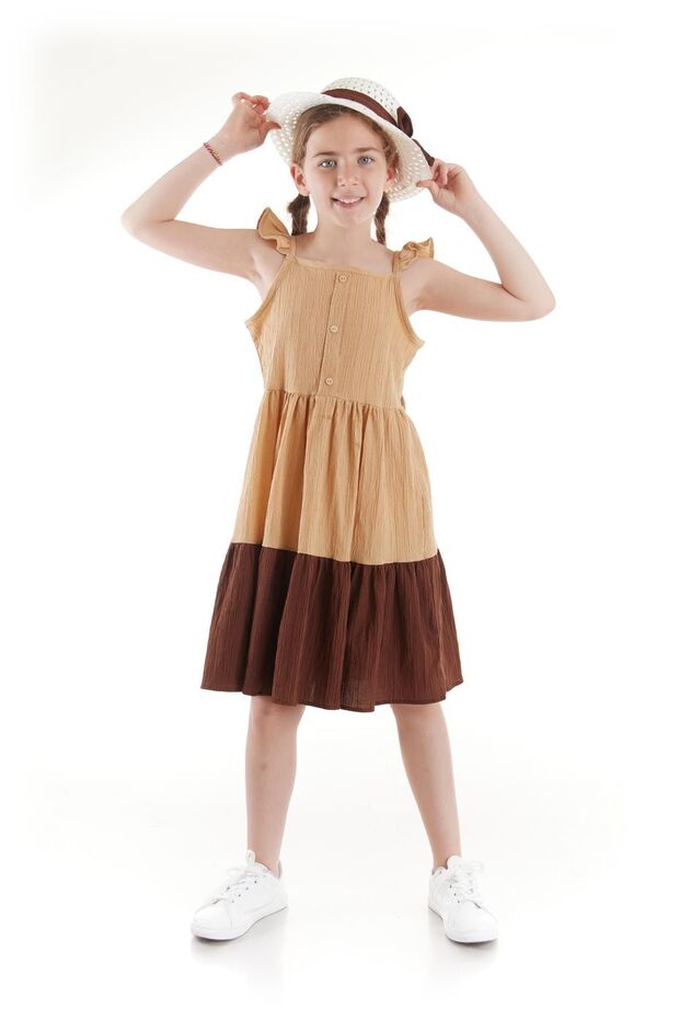 Kids Girl's Summer Dress with Buttoned Hat Ak2516