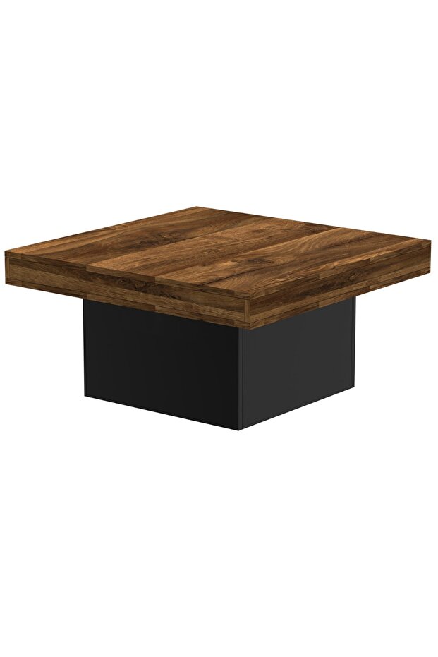 Modern Square Coffee Table - Dark Hunton Oak, Black - Durable, Stylish, Space-Saving