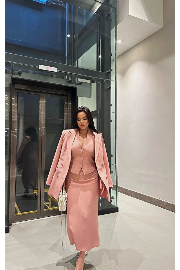 Women's 3-Piece Jacket Skirt Vest Set
