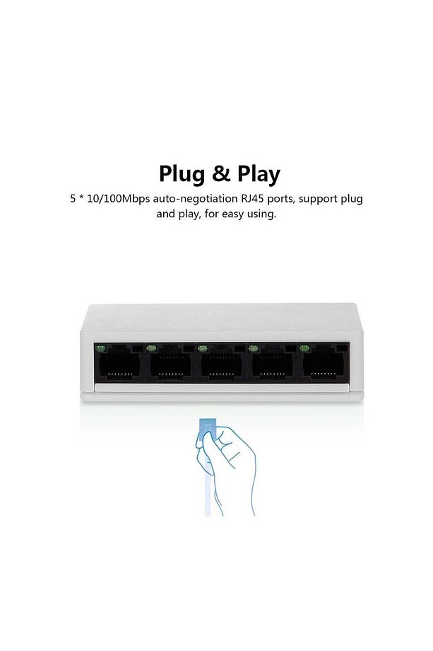 EL-4  5 Port Switch 100Mbps Ethernet İnternet Dağıtıcı Ağ Hub Ev Ofis İçin - 5