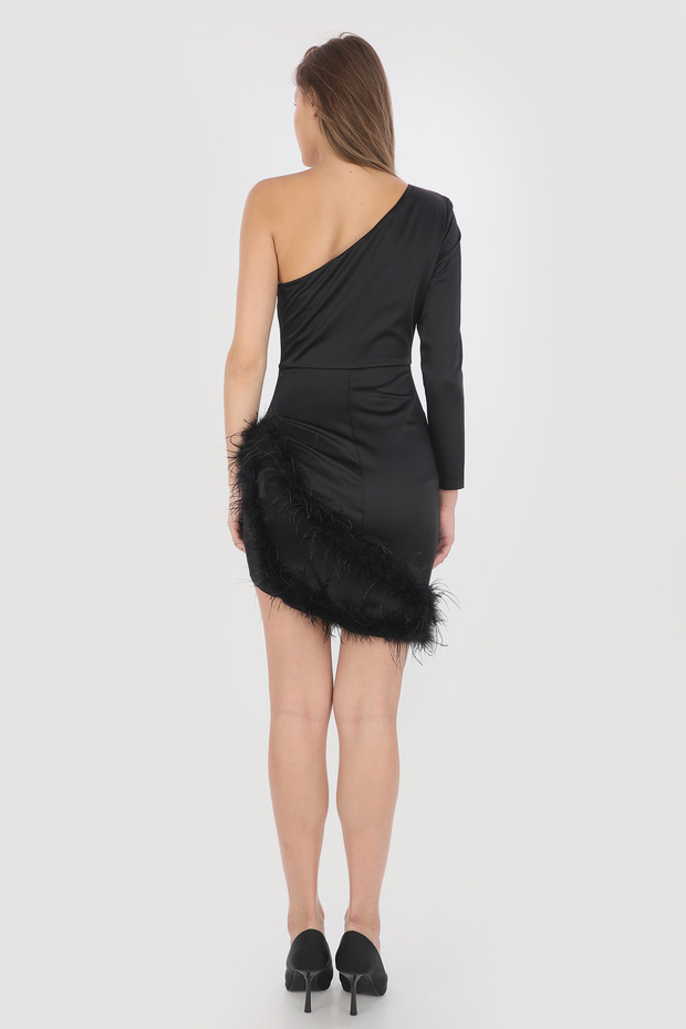 Otriş Saten Mini Elbise - 4