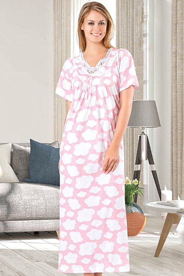 Short Sleeve Cotton Combed Mother Nightgown
