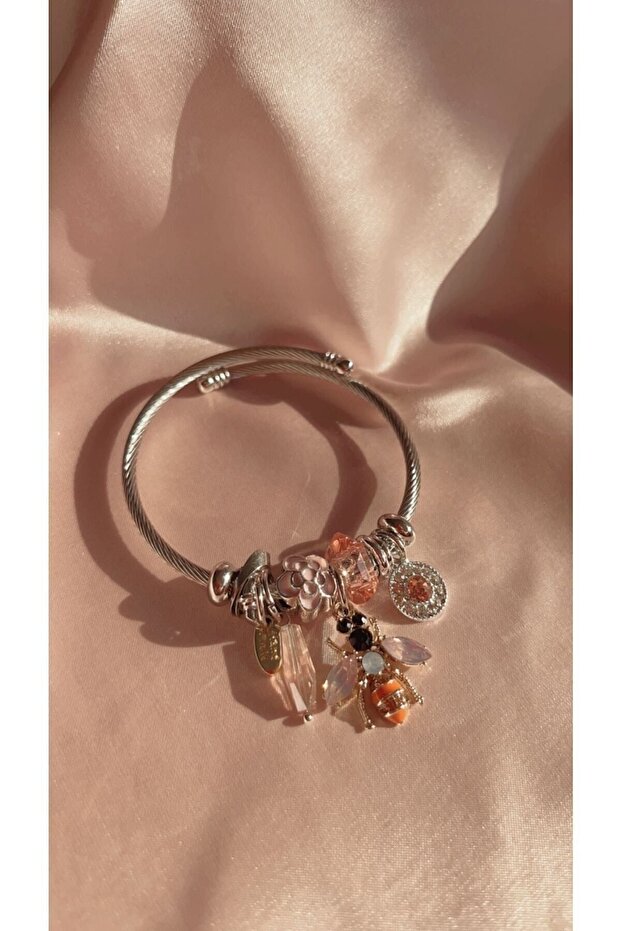 Arı Figürlü Charm Çelik Bileklik - 3