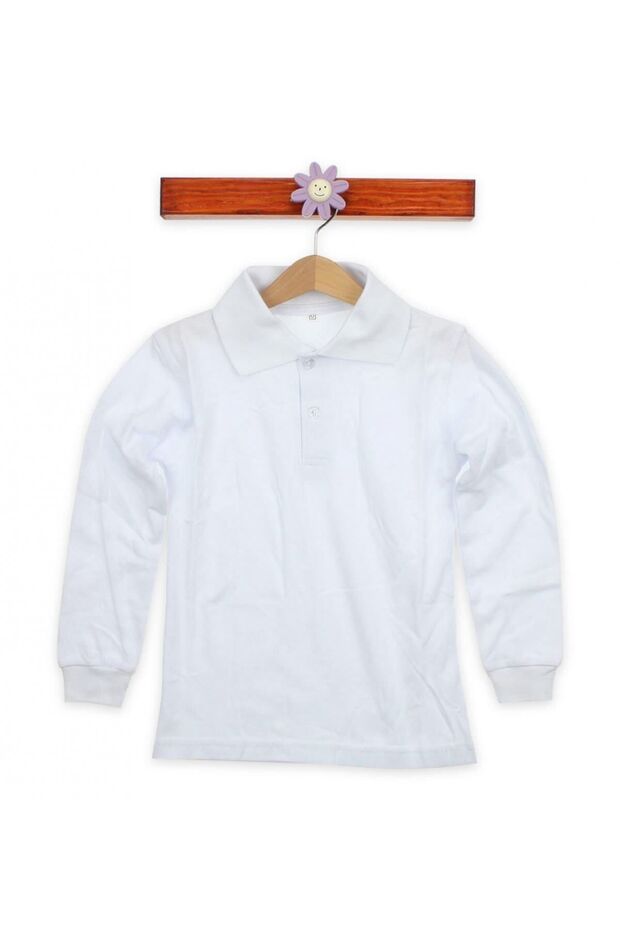 White Unisex Kids Polo Neck T-Shirt