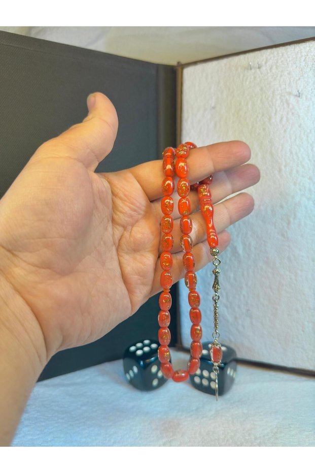 Gold Gilded Prayer Beads, Red Color T-11