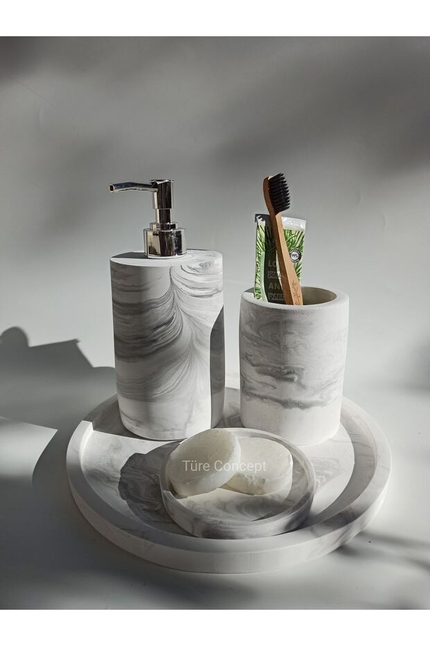 Matte Marble Look Bathroom Set - 2