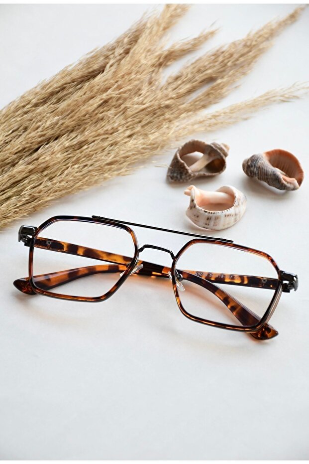 Henry Unisex Women's and Men's Leopard Transparent Optical Compatible Square Blue Light Protected Blue Block Glasses