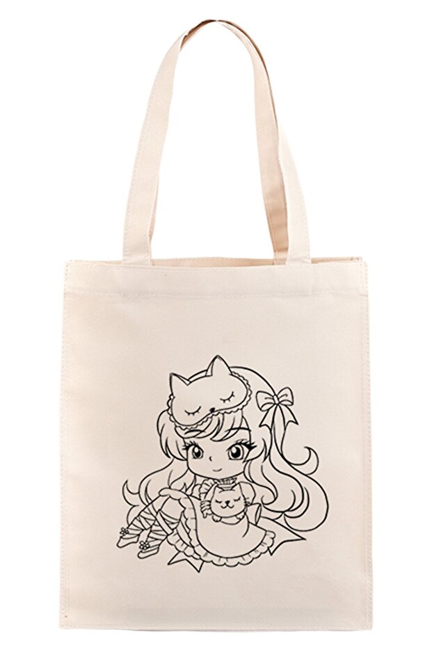 Painting Cloth Bag Cat Girl