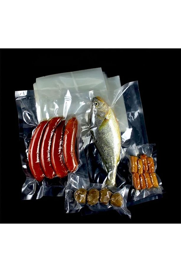 Büyük Boy 100 Adet 21,5 cm x 23,5 cm Şeffaf Vakum Poşeti Ambalajı Vakumlu Torba - 5