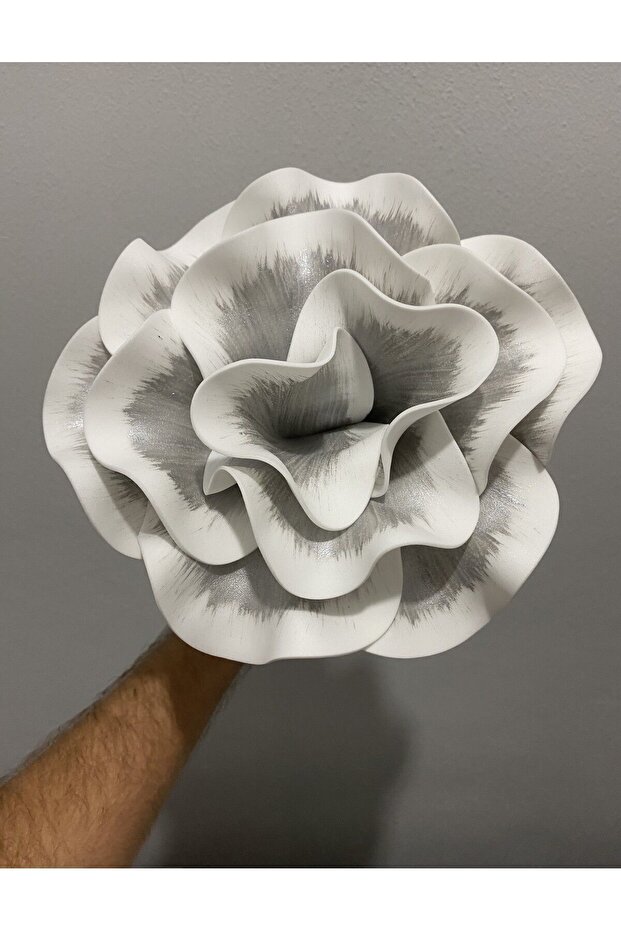 Decorative Handmade Luxury Latex Eva Artificial Flower-WHITE-SILVER Detailed-Foam flower