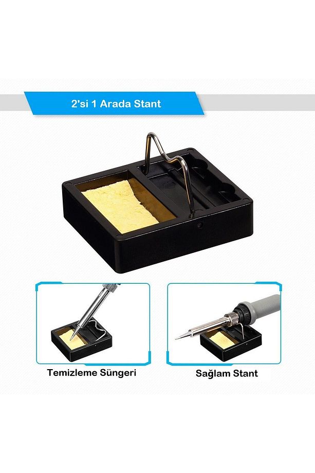 Havya seti 60W 220V Isı Ayarlı 37 Parça Ahşap Yakma Elektrikli Havya Seti Lehim Seti - 7