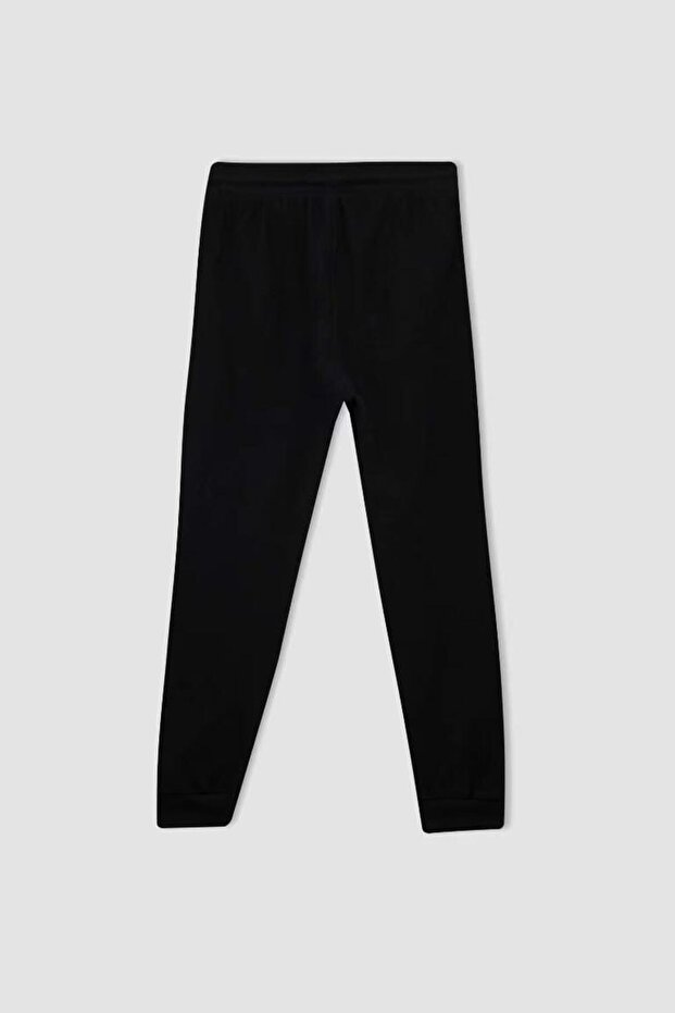 Boy's Black School Jogger Sweatpants with Elastic Waist and Pockets 25K801T01287