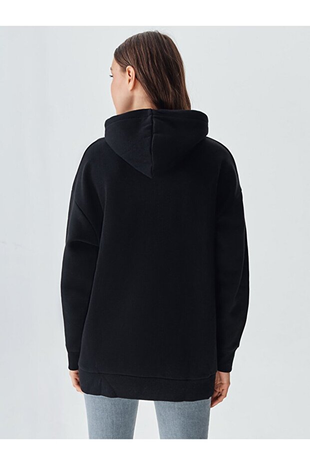 Kanguru Cepli Siyah Sweatshırt - 3